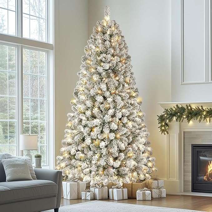Shareconn 180cm Albero di Natale con Luci Incorporate Led Bianco Caldo Innevato Shareconn 180cm Albero di Natale con Luci Incorporate Led Bianco Caldo Innevato