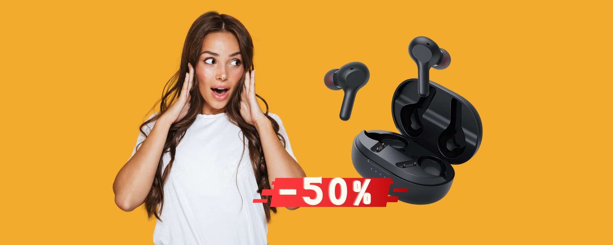 Auricolari Bluetooth a prezzo FOLLE: coupon del 50%, tue a 12,99€ Auricolari Bluetooth a prezzo FOLLE: coupon del 50%, tue a 12,99€