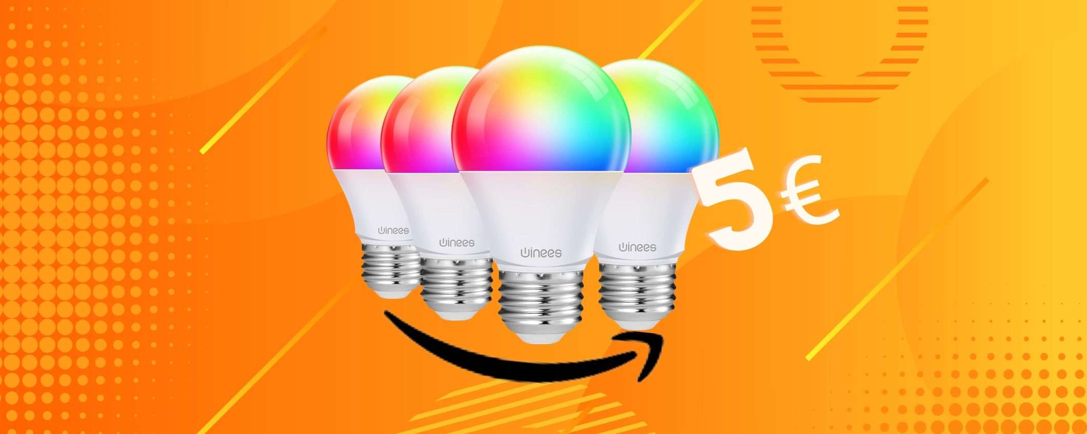 Bomba Amazon: 4 lampadine WiFi colorate a soli 18,99€ Bomba Amazon: 4 lampadine WiFi colorate a soli 18,99€