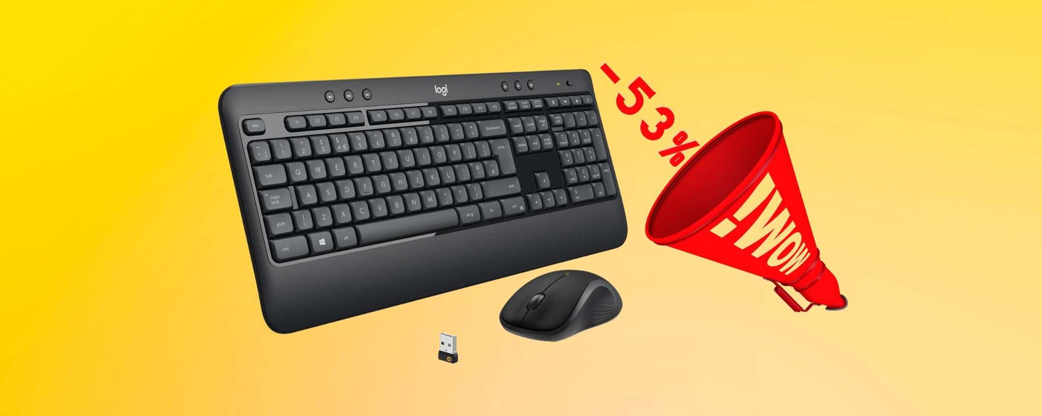 Combo tastiera e mouse Logitech al 53% in MENO (Amazon) Combo tastiera e mouse Logitech al 53% in MENO (Amazon)
