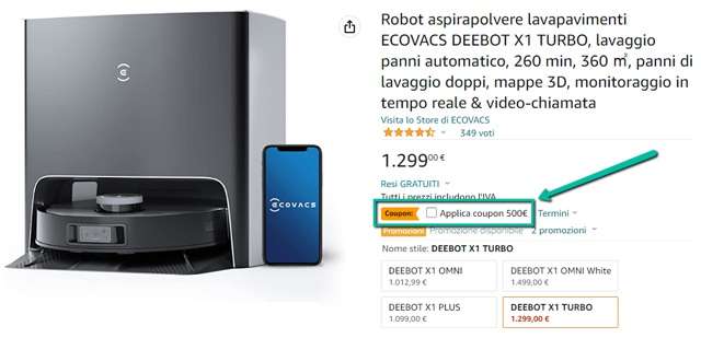 Ecovacs Deebot X1 Turbo: guarda che coupon