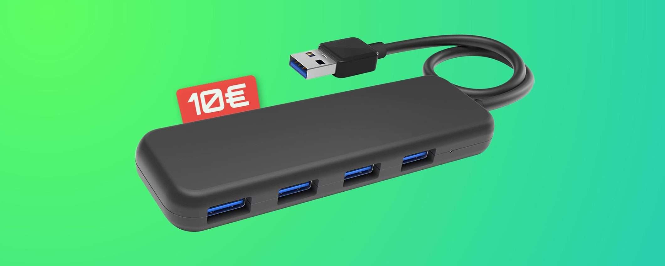 Hub USB a 4 porte: costa appena 10€ e puoi collegarci praticamente tutto Hub USB a 4 porte: costa appena 10€ e puoi collegarci praticamente tutto