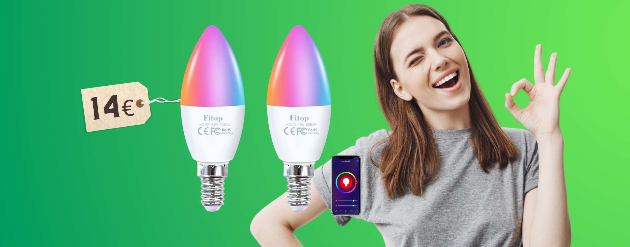 Mi-Light Lampadine LED E27 6W RGB+CCT (1,6 Milioni Di Colori) - Pacco Da 4, Dimmerabile WiFi 2.4GHz, Compatibile Android/iOS