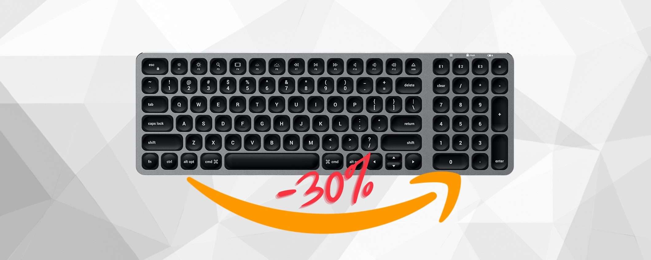 Tastiera Bluetooth compatta per PC e MAC al 30% su Amazon Tastiera Bluetooth compatta per PC e MAC al 30% su Amazon