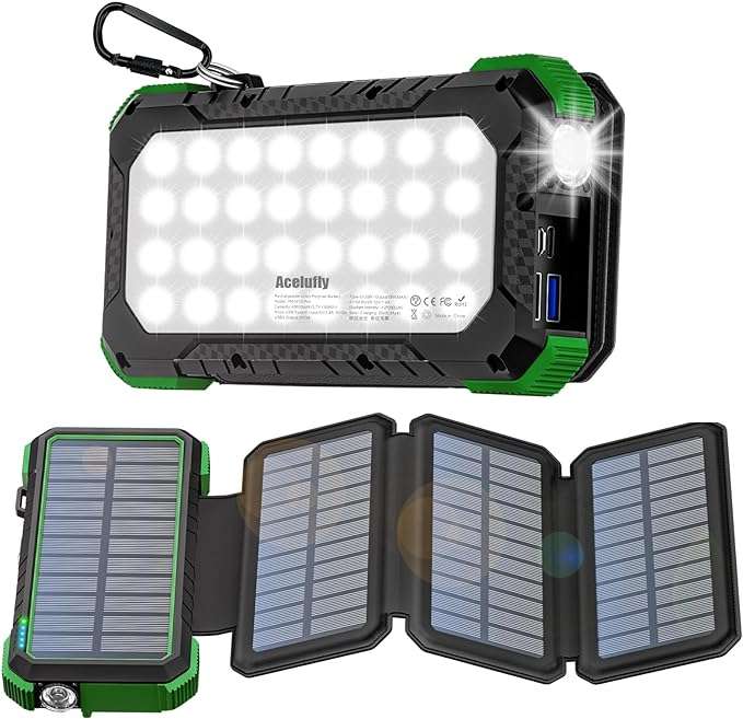Power Bank 45,800 mAh con pannello solare Acelufly Power Bank 45,800 mAh con pannello solare Acelufly