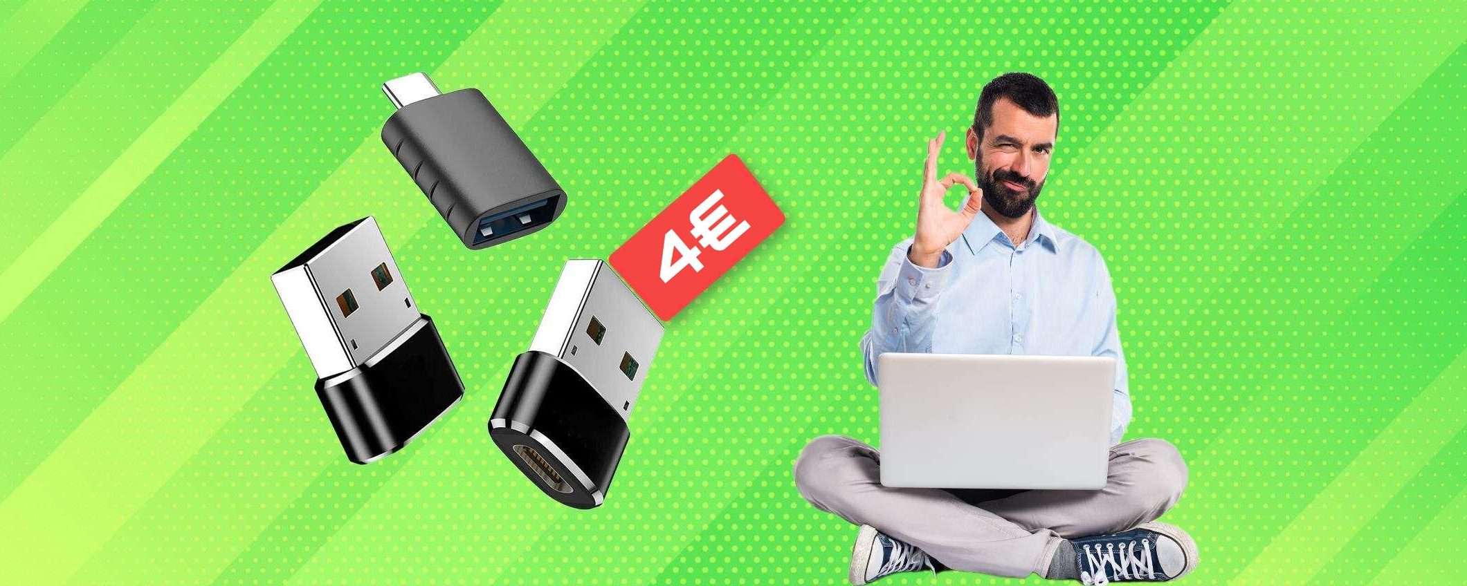 Adattatori USB per smartphone e PC: con appena 4€ ne prendi 3
