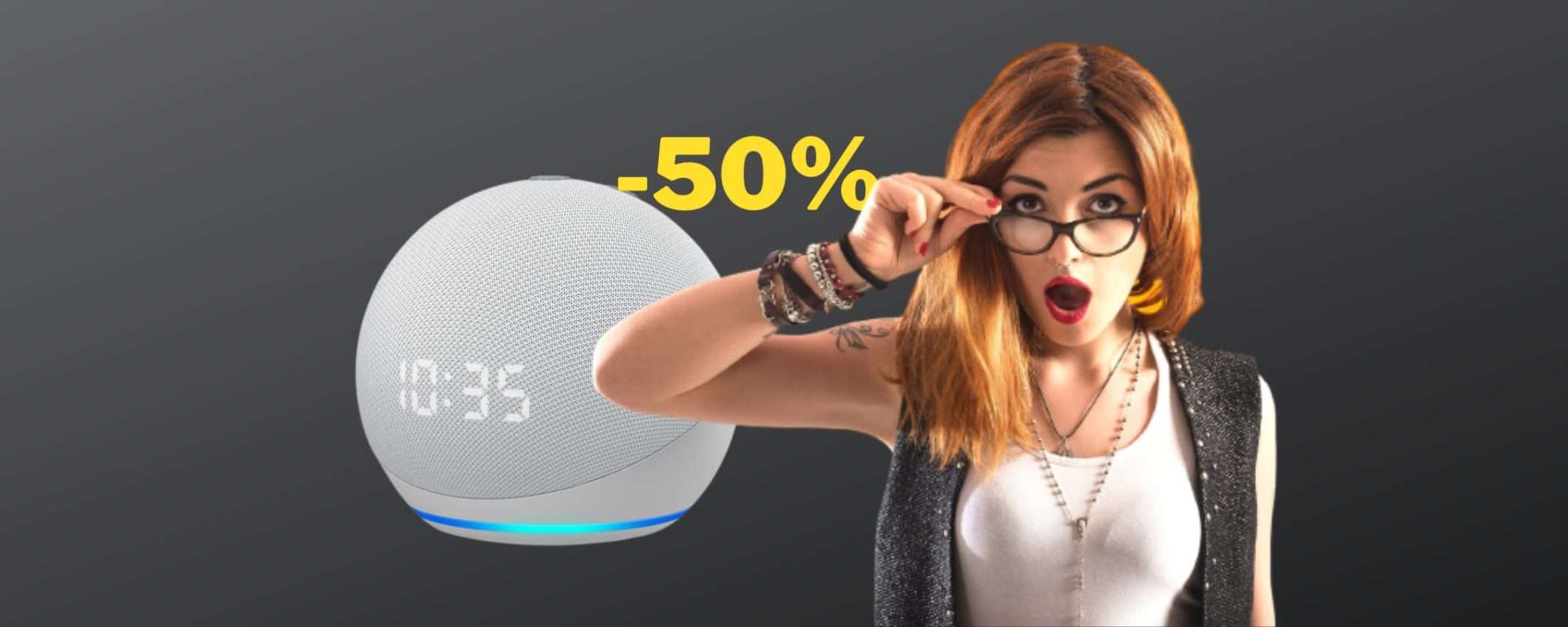 Echo Dot 4ªgenerazione con orologio torna a METÀ PREZZO (34,99€)