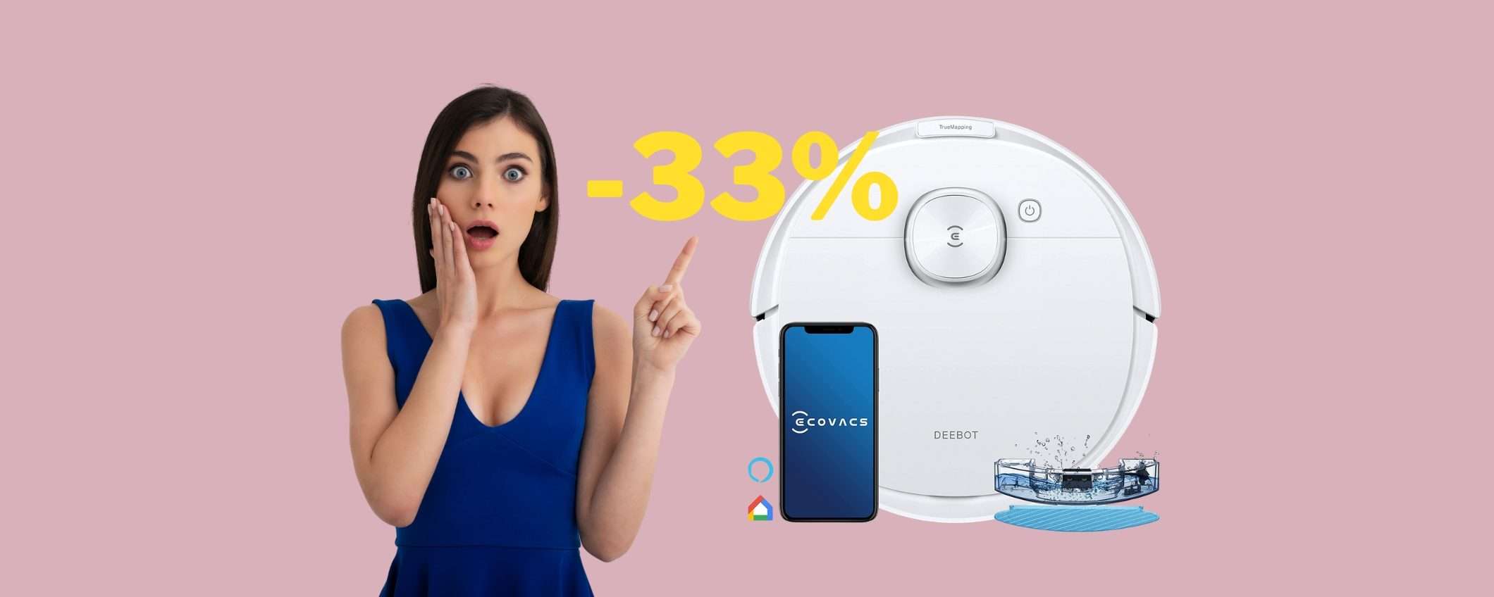 Da Ecovacs il robot aspirapolvere 2 in 1 al 33% in MENO Da Ecovacs il robot aspirapolvere 2 in 1 al 33% in MENO