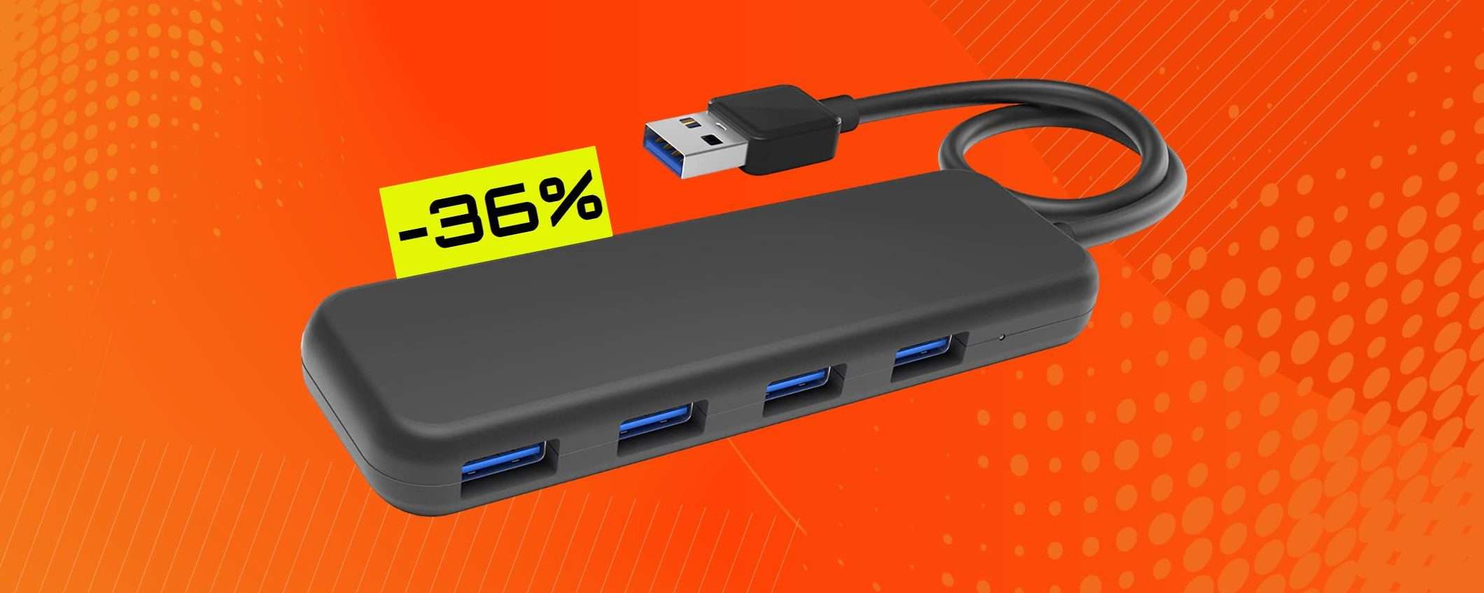 Hub USB a 4 porte: bastano solo 9€ e puoi collegarci di TUTTO Hub USB a 4 porte: bastano solo 9€ e puoi collegarci di TUTTO