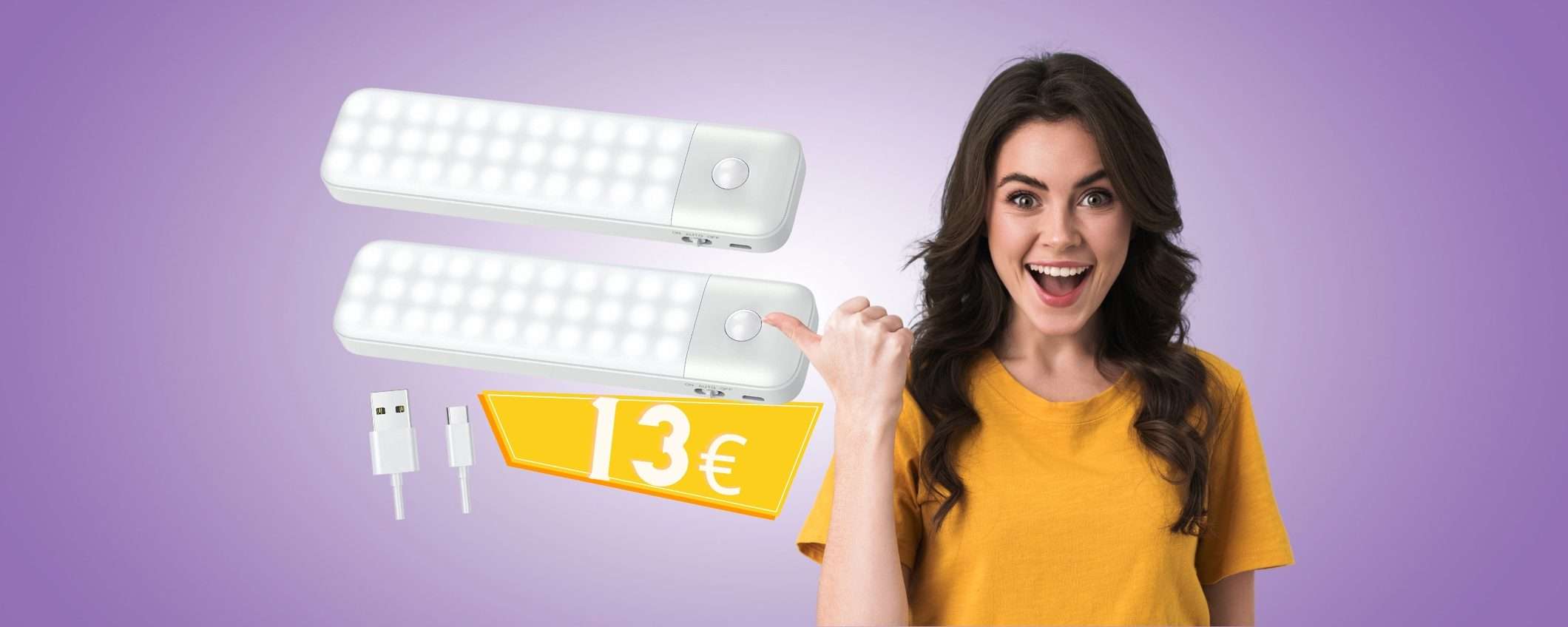 Luci LED con sensore di movimento a prezzo STRACCIATO (-30%) Luci LED con sensore di movimento a prezzo STRACCIATO (-30%)