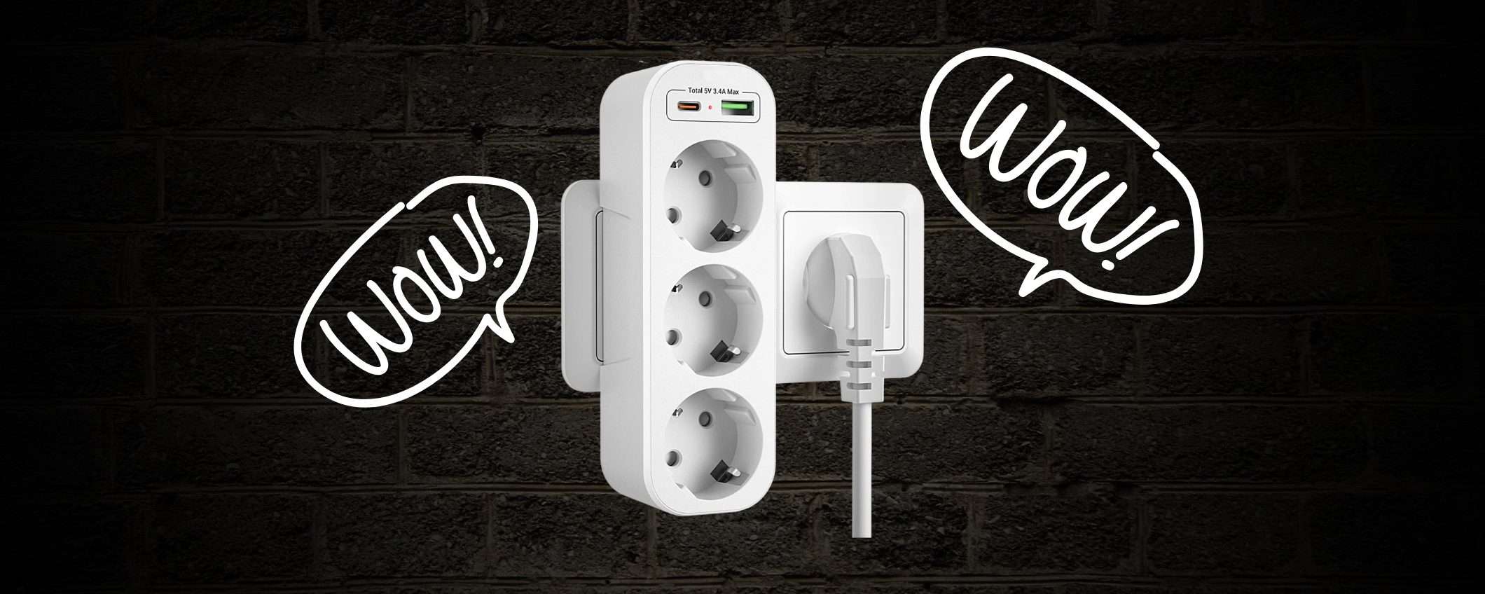 Presa da muro 5 in 1 con ZERO FILI: salvaspazio e comodissima (Amazon) Presa da muro 5 in 1 con ZERO FILI: salvaspazio e comodissima (Amazon)