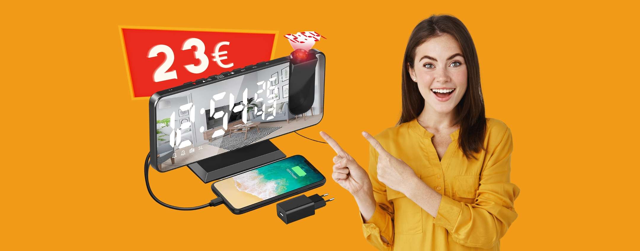 LIORQUE Sveglia con Proiettore Sveglia Digitale da Coodino Display VA