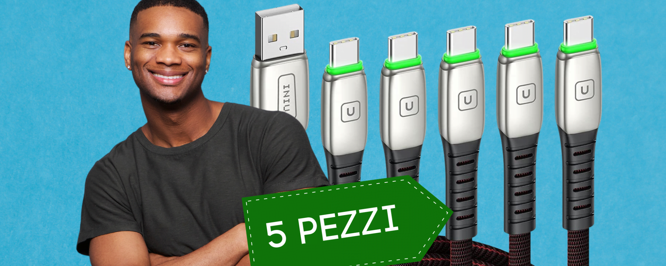 Cavo USB-C 5 pezzi: DOPPIO sconto con questo COUPON di Amazon Cavo USB-C 5 pezzi: DOPPIO sconto con questo COUPON di Amazon