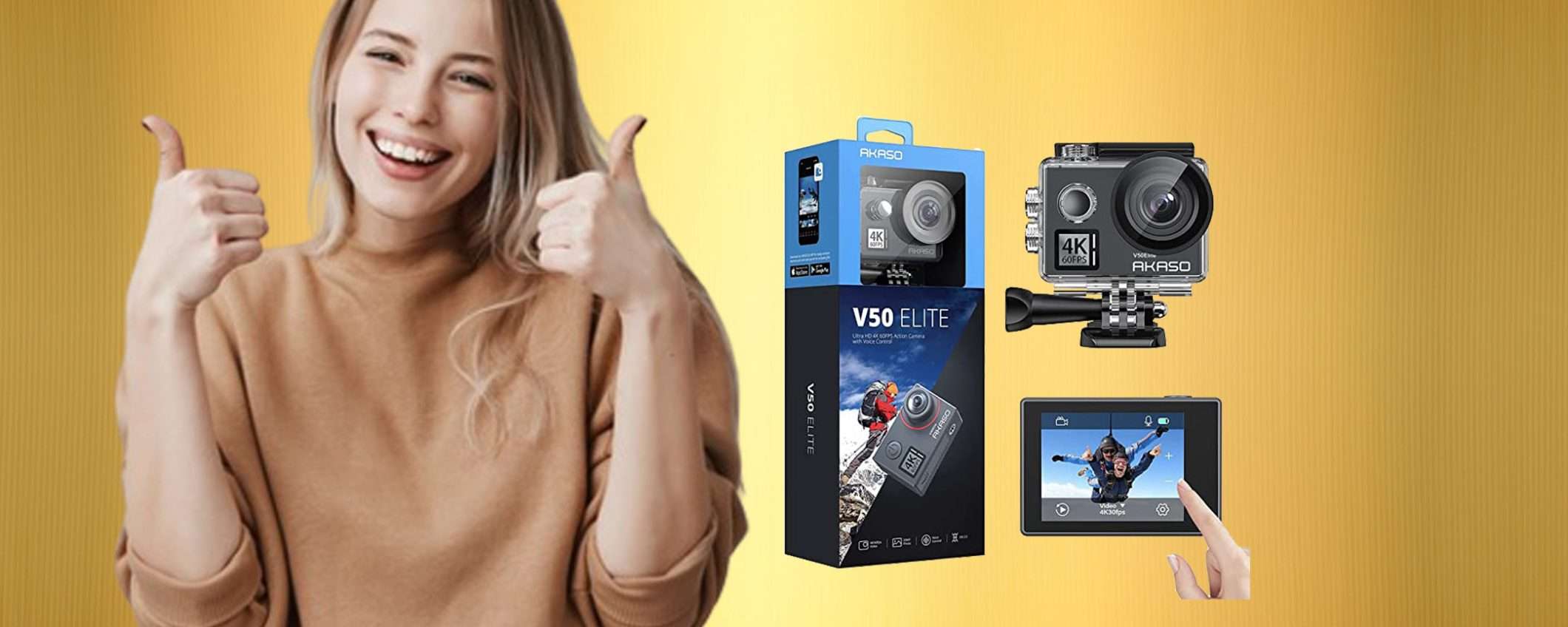 Action Cam Native AKASO 4K oggi tua con sconto folle del 36% Action Cam Native AKASO 4K oggi tua con sconto folle del 36%