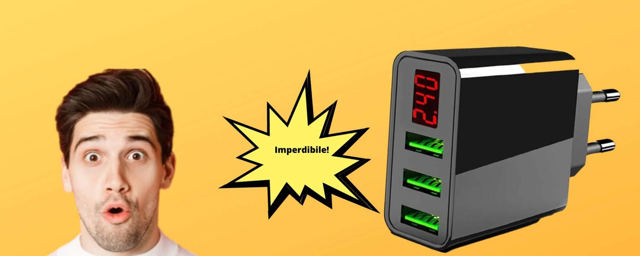 Caricatore con display ora ad appena 9€, BOMBA AMAZON Caricatore con display ora ad appena 9€, BOMBA AMAZON