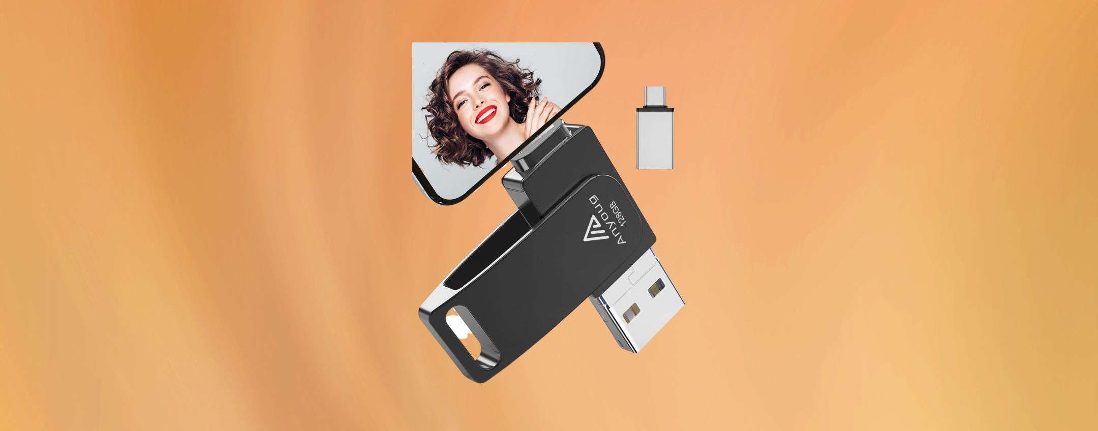 Memoria Esterna Chiavetta USB 3 In 1 Per IPhone E Android - 128GB, Type-C,  IOS, Backup App Chiavetta 3 In 1