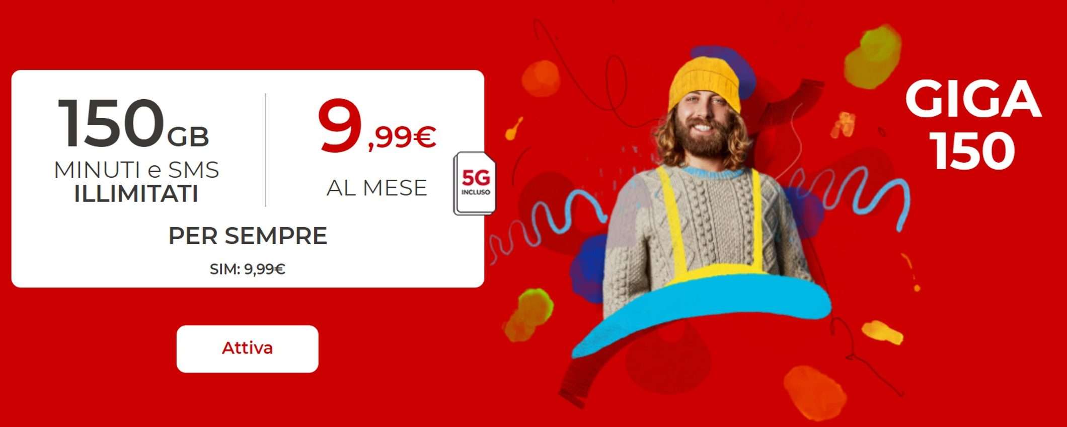 GIGA 150: promo bomba Iliad a 9,99€ in 5G