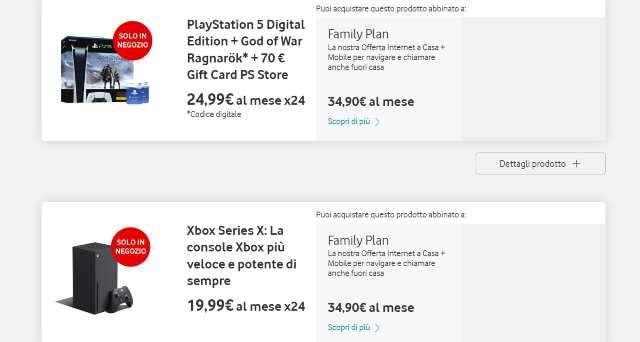 PS5 e Xbox con Vodafone