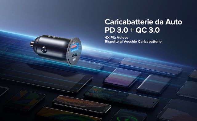 caricatore iniu 30w auto per iphone