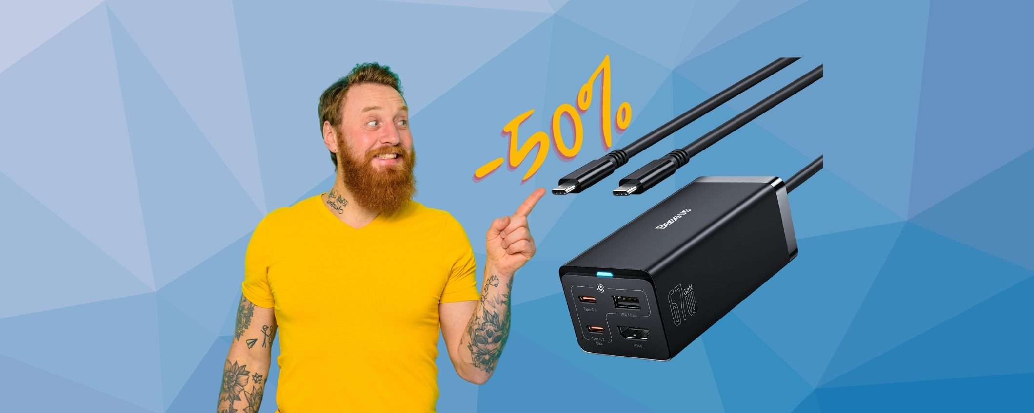 Caricatore USB da 67W con porta HDMI a METÀ PREZZO su Amazon Caricatore USB da 67W con porta HDMI a METÀ PREZZO su Amazon