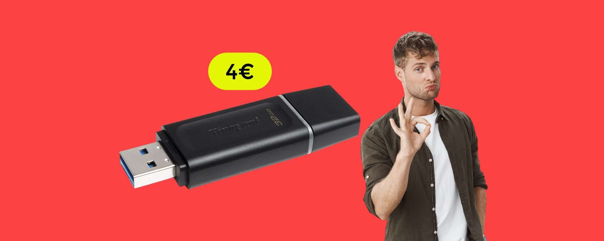 Chiavetta USB 32GB, velocità ASSURDA in copia e lettura: il top a 4€