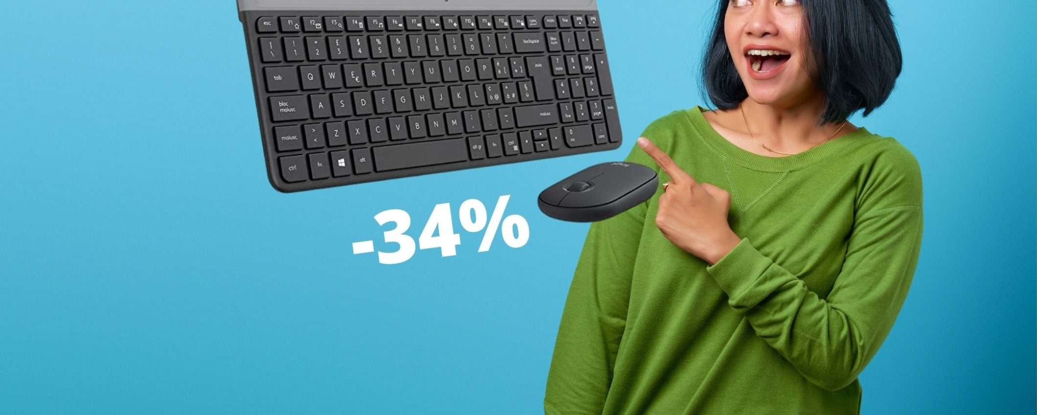 Logitech MK470: mouse e tastiera senza fili, in SUPER sconto su Amazon Logitech MK470: mouse e tastiera senza fili, in SUPER sconto su Amazon