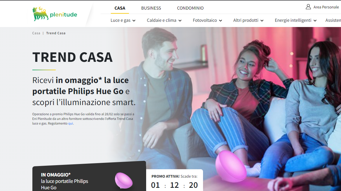 Eni Plenitude: attiva online Trend Casa Luce e Gas