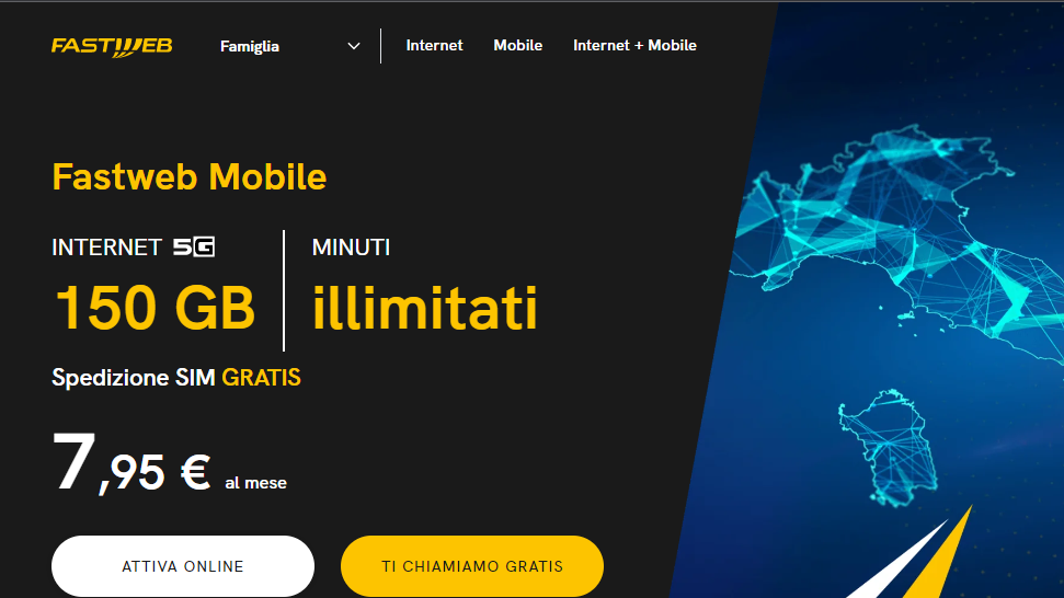 Fastweb Mobile: Promo 5G a 7,95 euro al mese