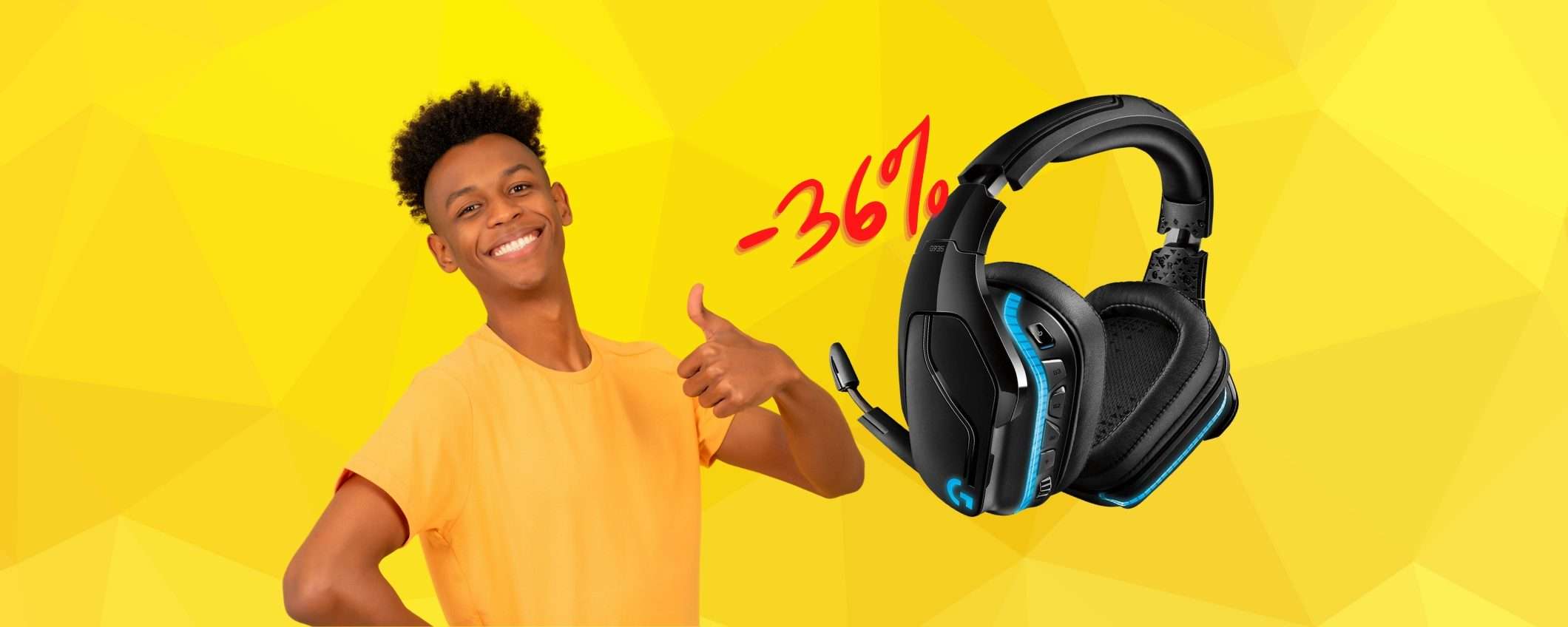Logitech G935: cuffie wireless gaming per PC e consolle al 36% Logitech G935: cuffie wireless gaming per PC e consolle al 36%