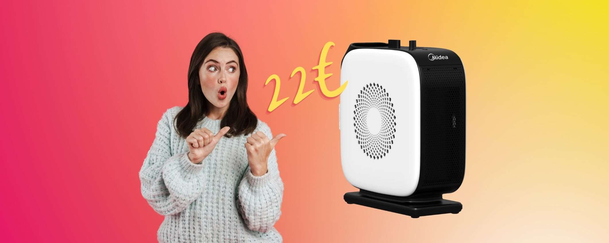 Midea: termoventilatore elegante a basso consumo, solo 22€ Midea: termoventilatore elegante a basso consumo, solo 22€