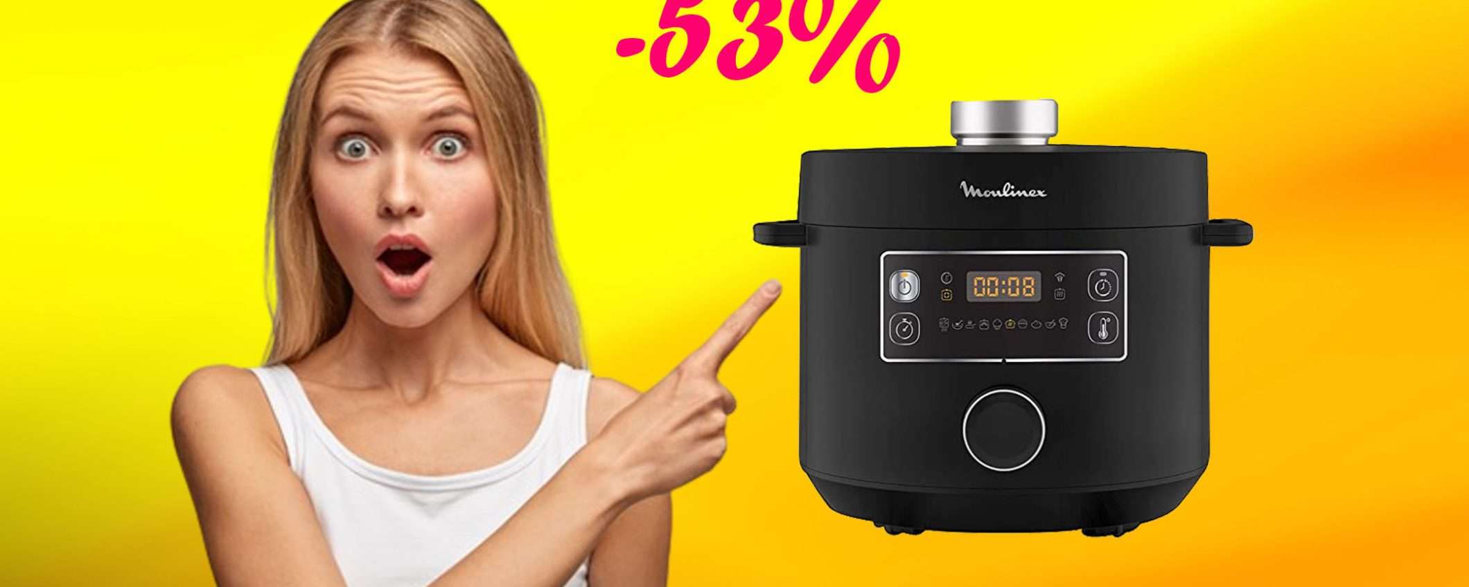 Pentola a pressione Moulinex Turbo Cuisine a135€: sconto Amazon(-53%) Pentola a pressione Moulinex Turbo Cuisine a135€: sconto Amazon(-53%)