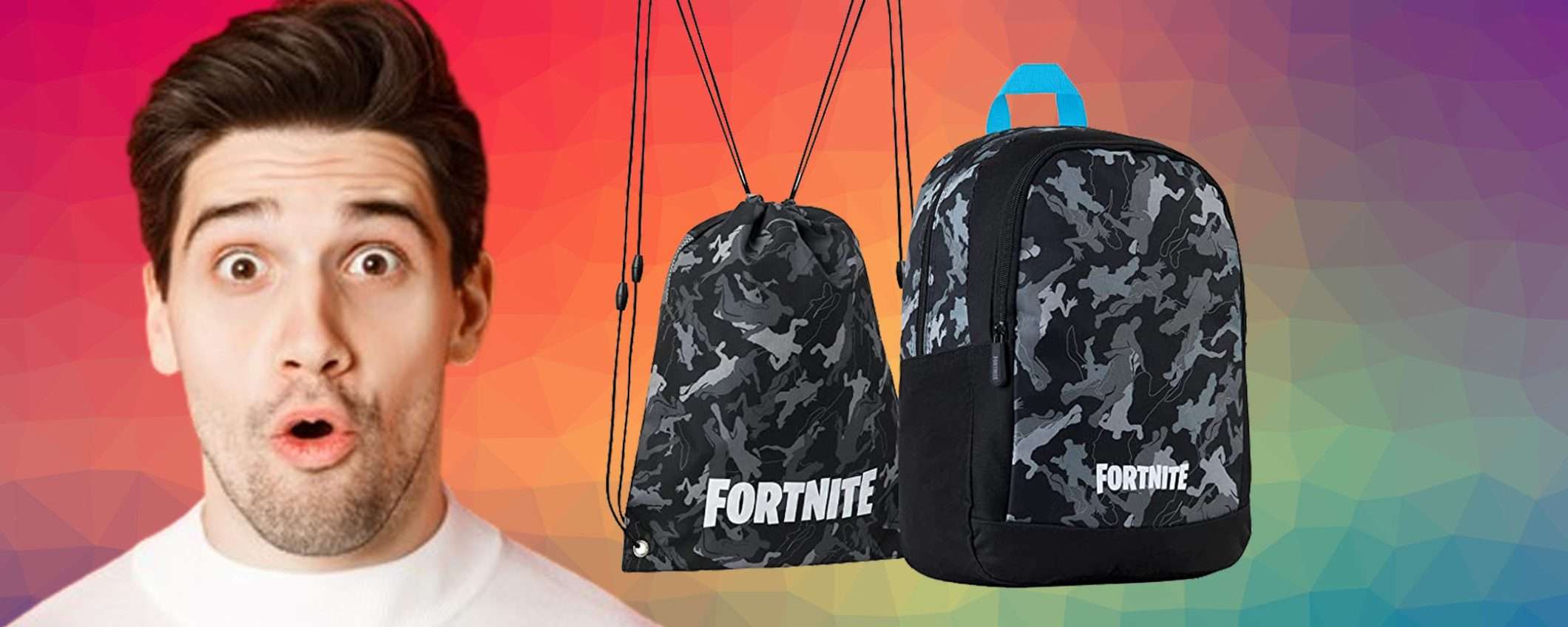 Set di zaino Fortnite e sacca sportiva oggi tua a soli 13,49€ (coupon 50%) Set di zaino Fortnite e sacca sportiva oggi tua a soli 13,49€ (coupon 50%)