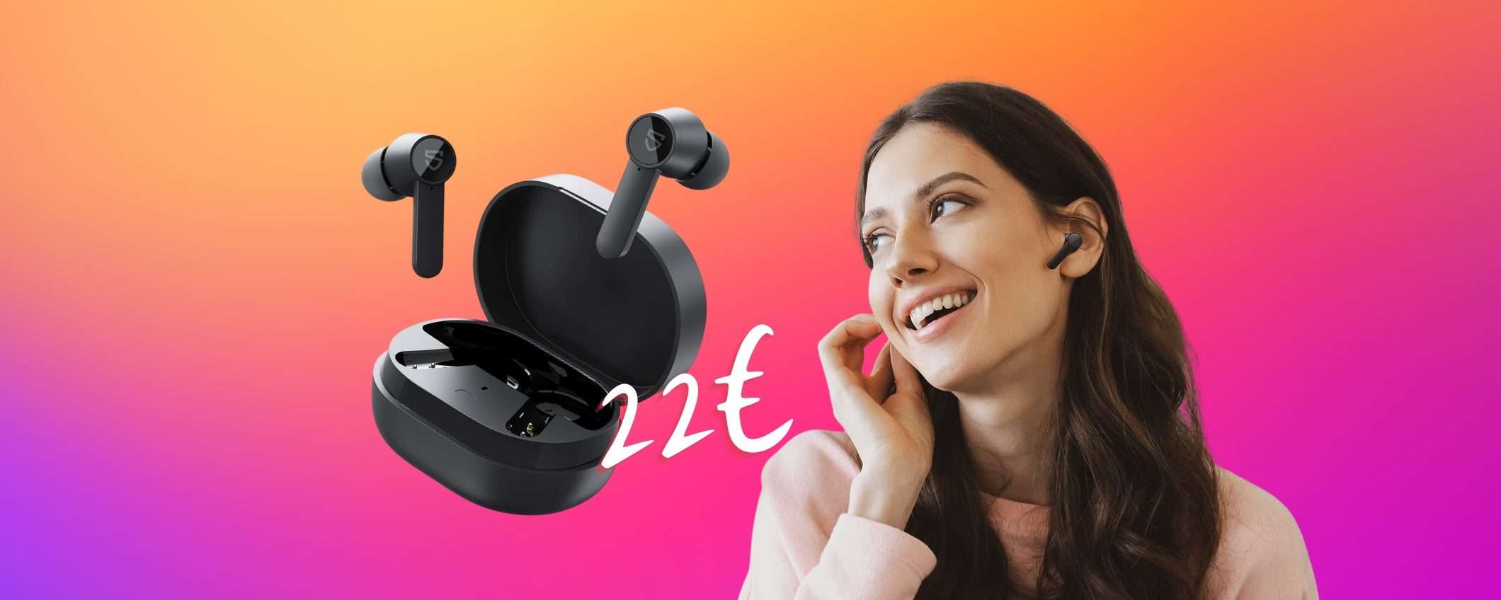 SoundPEATS Q: auricolari Bluetooth con 4 microfoni e 21h di audio a 22€