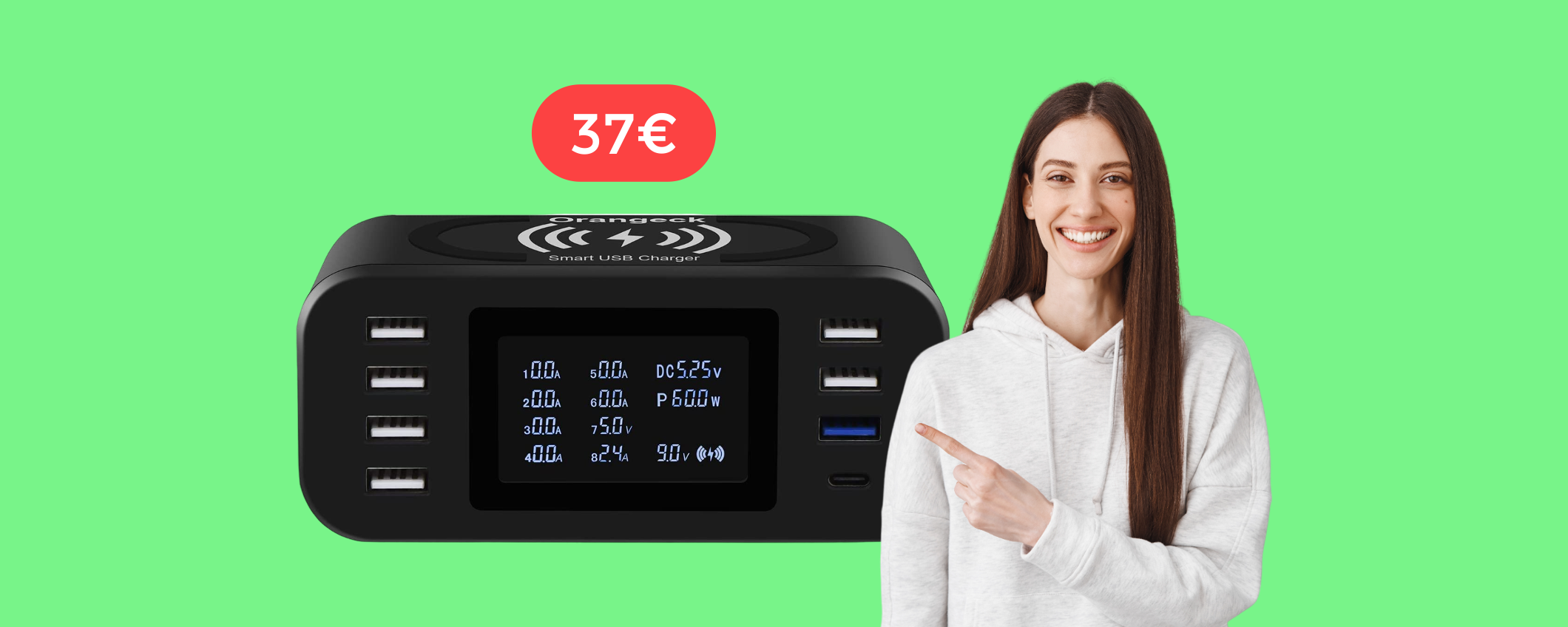 Stazione di ricarica MULTIPORTA, funziona anche in WIRELESS (37€)