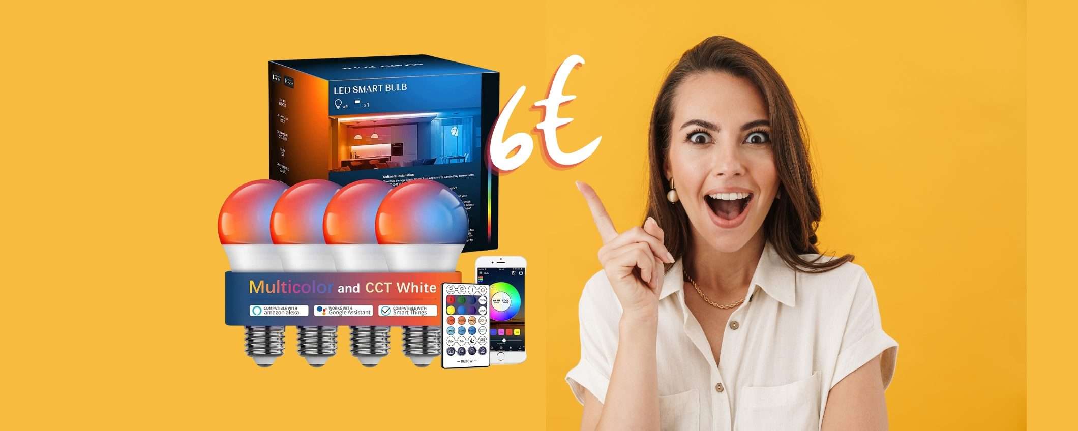 Torna su Amazon lo SCONTO ESAGERATO: 4 lampadine WiFi a 6€ l'una