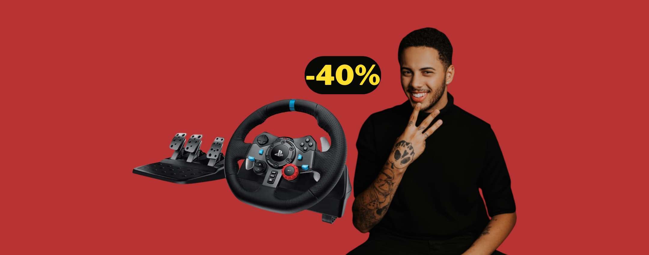 Volante da corsa gaming Logitech G29 in super offerta da MediaWorld (-40%)