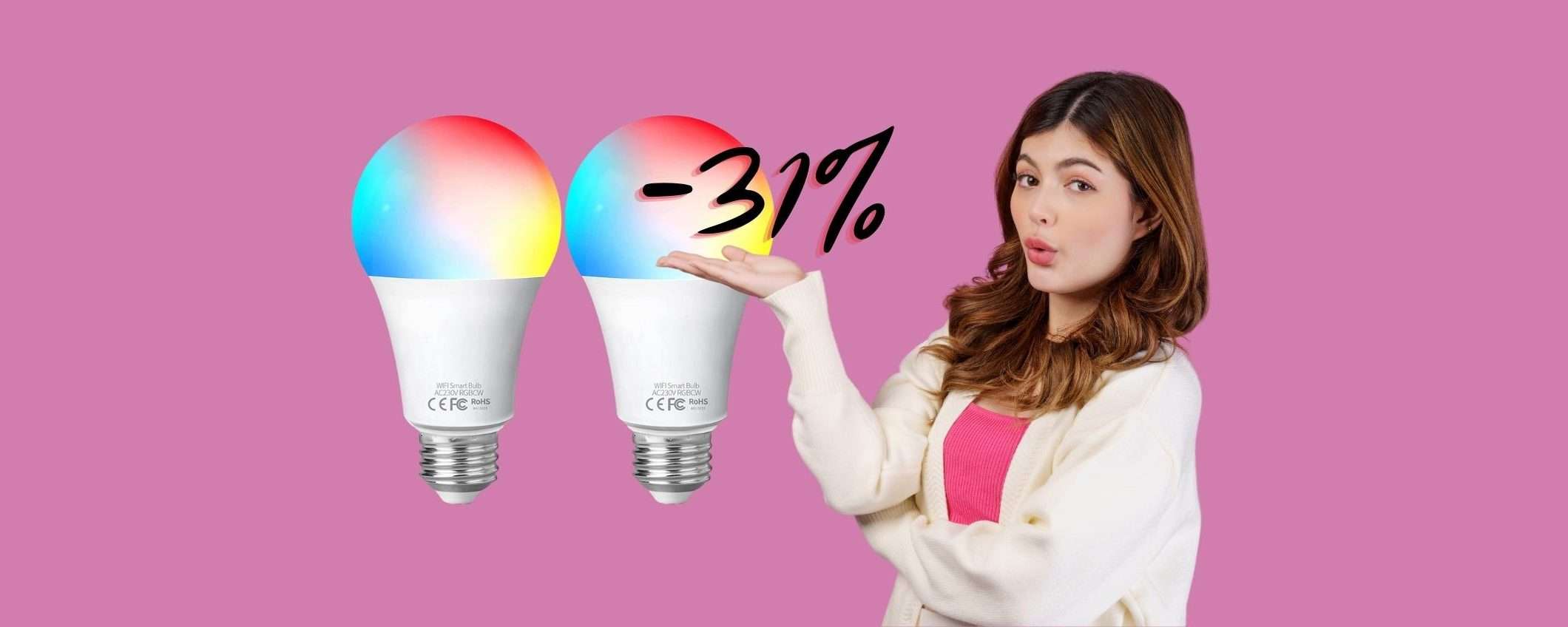 2 lampadine WiFi a MENO di 18€ per una casa intelligente (Amazon)