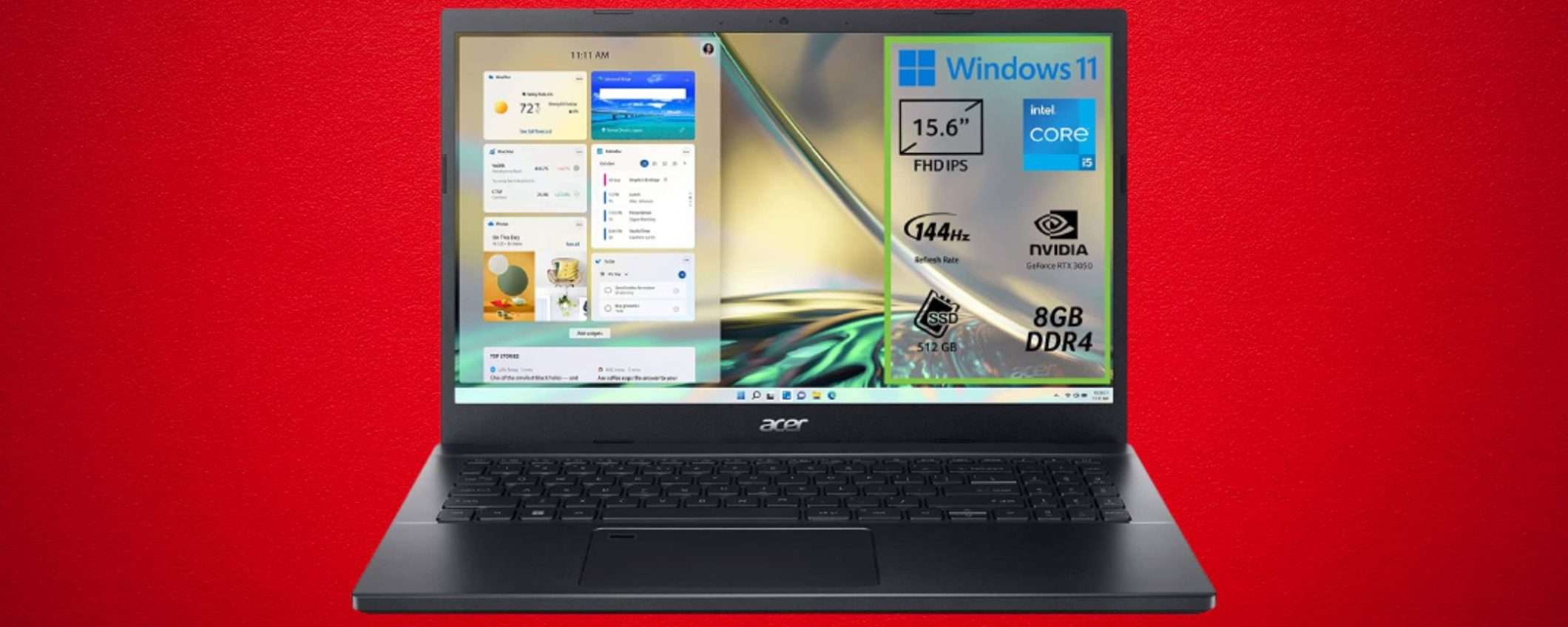 Acer Aspire 7: potente laptop da gaming con RTX 3050 a meno di 800€