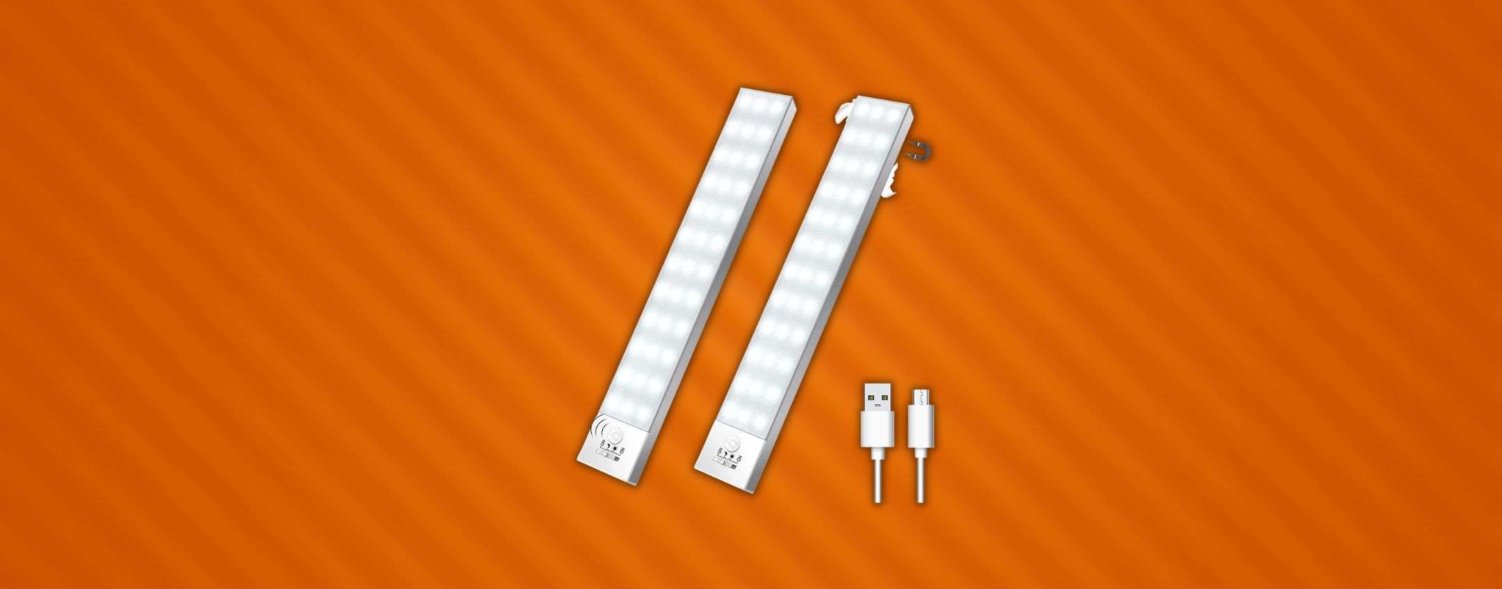 Luce LED Armadio Con Sensore Di Movimento - 84 LED, 200LM, Ricaricabile USB, 3 Modalità, Per Scale E Corridoi - Foto 13