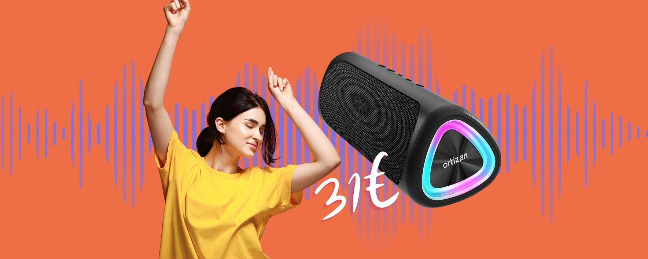 Cassa Bluetooth portatile, impermeabile e con batteria da 30h a 31€ Cassa Bluetooth portatile, impermeabile e con batteria da 30h a 31€