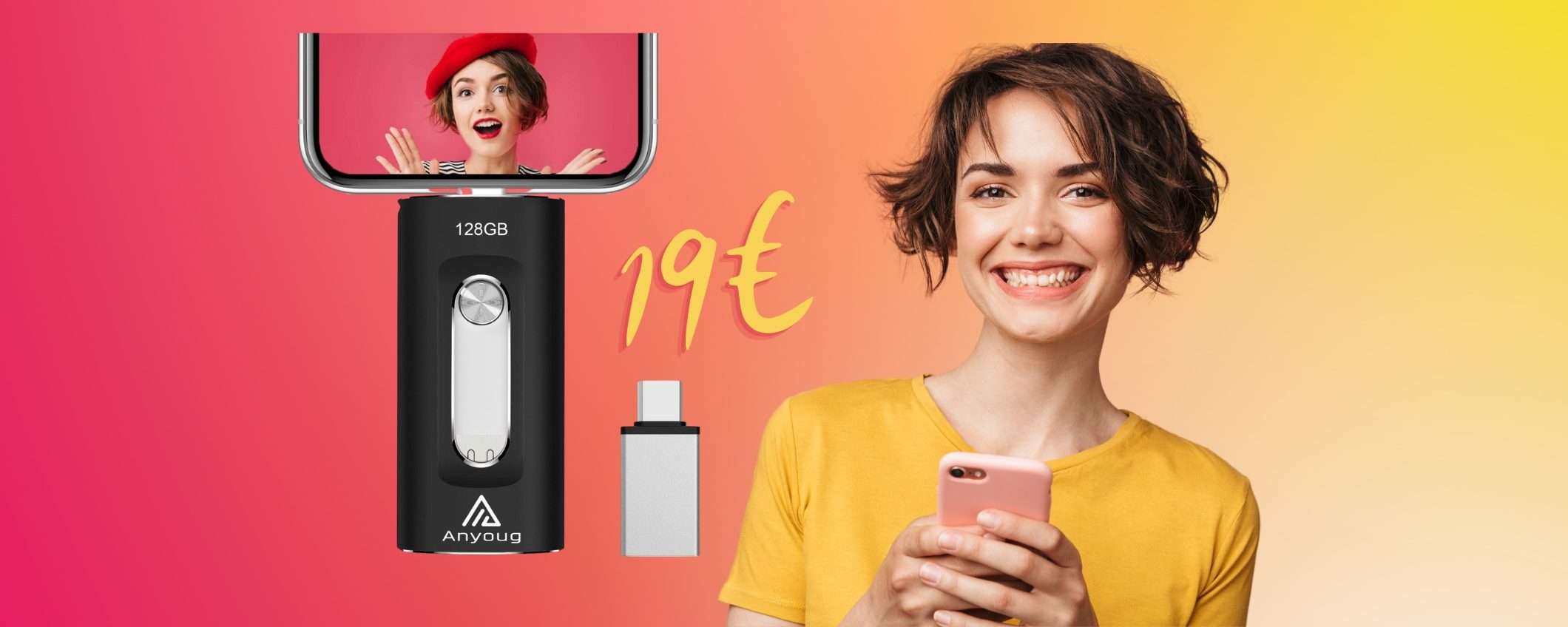 Chiavetta USB da 128GB 4 in 1 per Windows, iOS e Android a 19€ Chiavetta USB da 128GB 4 in 1 per Windows, iOS e Android a 19€