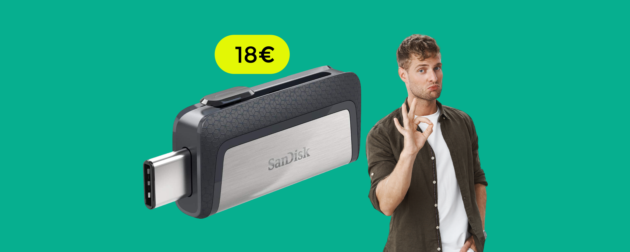 Chiavetta USB SanDisk da 128GB con 2 USCITE: la migliore scelta a 18€