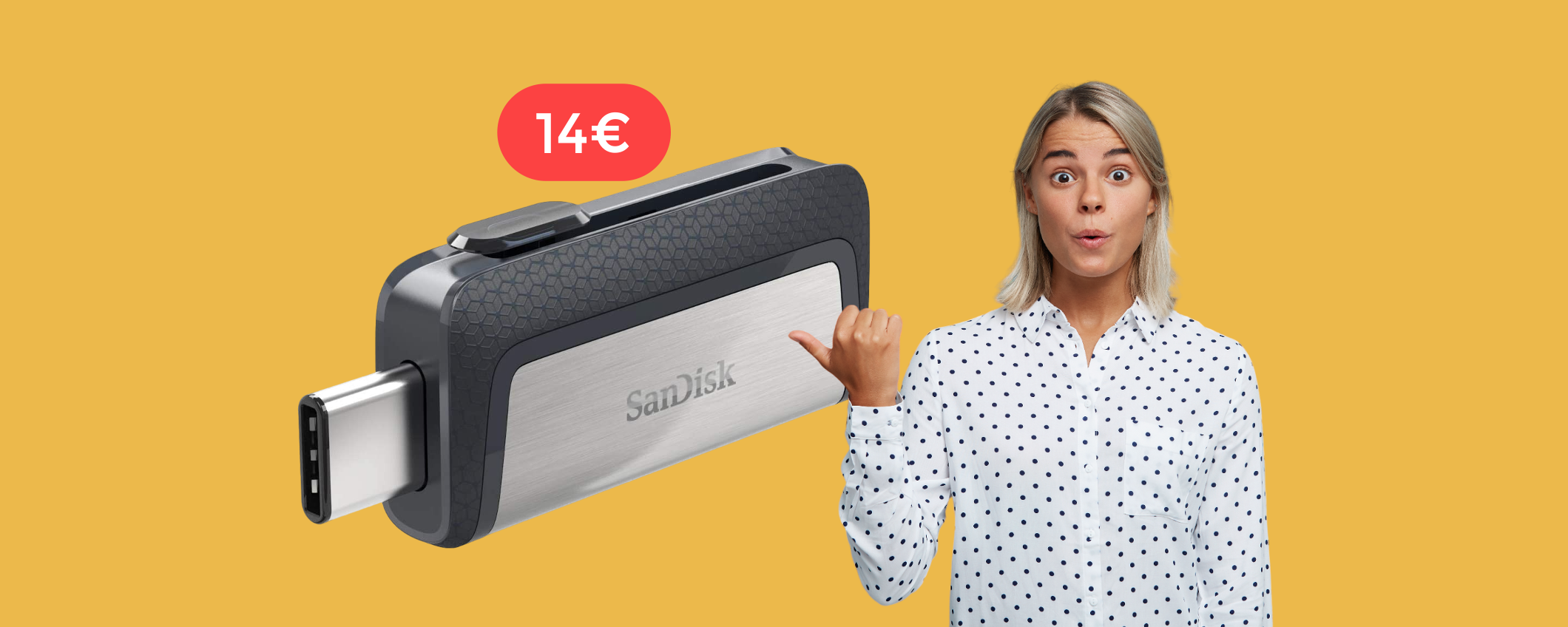 Chiavetta USB 64GB a DOPPIA USCITA: solo 14€ e puoi usarla con tutto