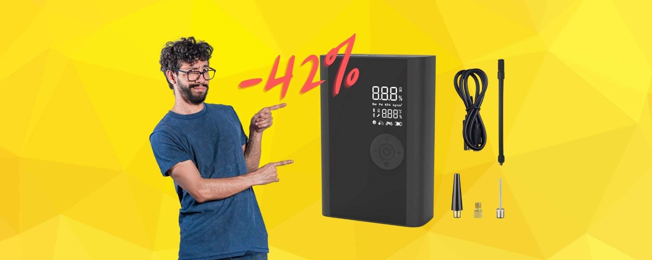 Compressore portatile SPETTACOLARE al 42% con il codice SEGRETO Compressore portatile SPETTACOLARE al 42% con il codice SEGRETO