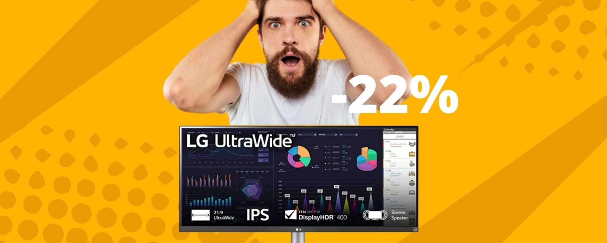 Monitor UltraWide LG: ottimo sconto del 22% su Amazon Monitor UltraWide LG: ottimo sconto del 22% su Amazon