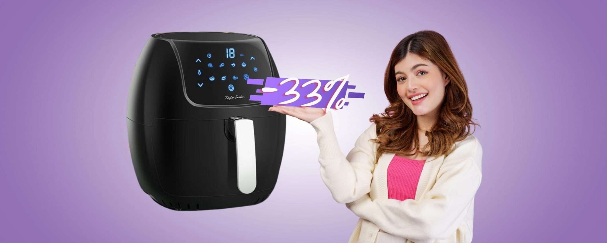Friggitrice ad aria da 7 litri, 8 programmi e display LED a MENO di 100€ Friggitrice ad aria da 7 litri, 8 programmi e display LED a MENO di 100€