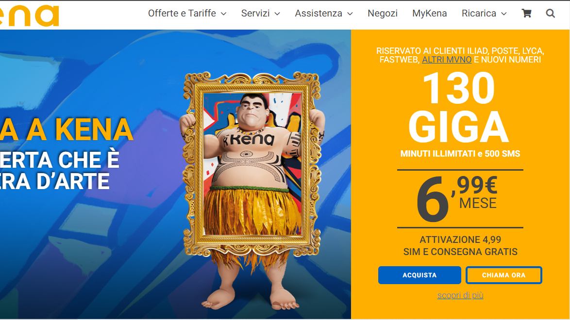 Promo Kena Mobile: minuti illimitati e 130 giga a 6,99 euro Promo Kena Mobile: minuti illimitati e 130 giga a 6,99 euro