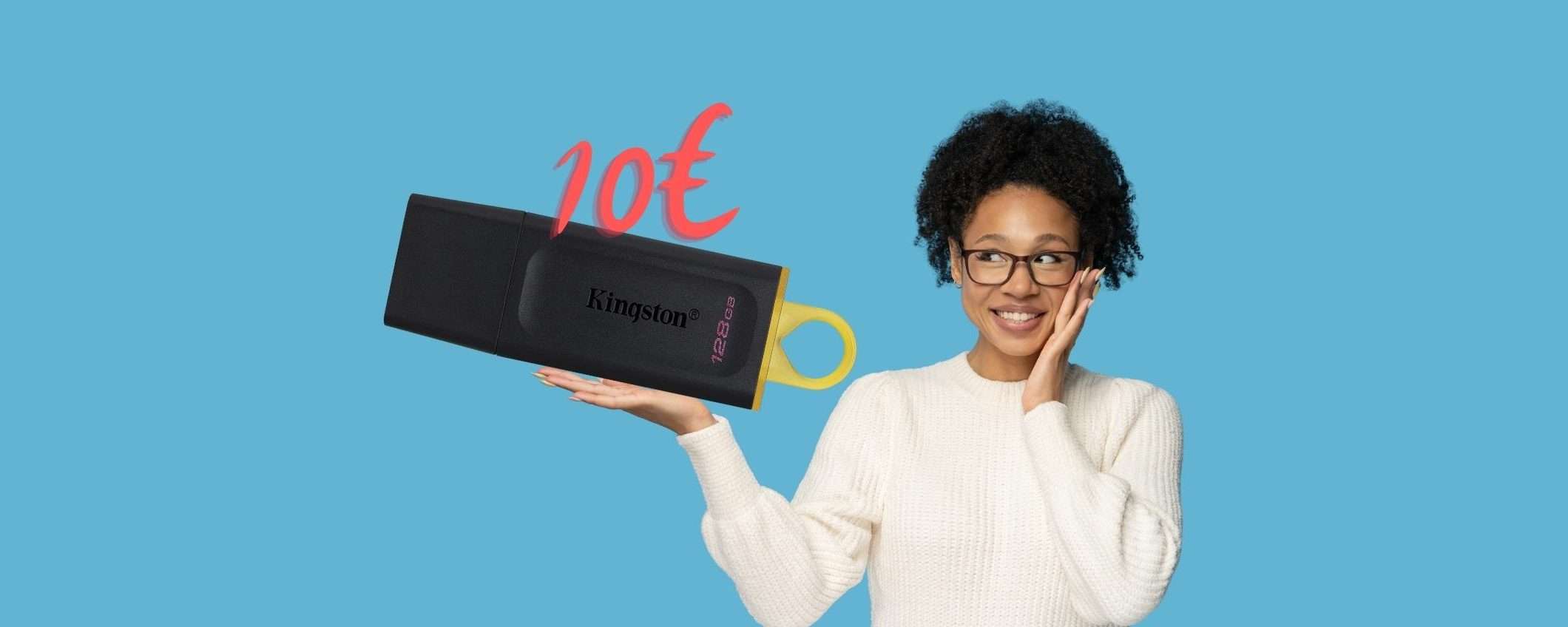 Kingston: oggi ti bastano 10€ per questa chiavetta USB da 128GB Kingston: oggi ti bastano 10€ per questa chiavetta USB da 128GB