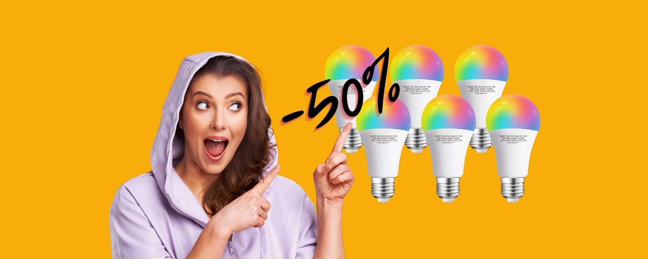 MENO di 20€ per 6 lampadine WiFi: l'offerta del giorno è solo su Amazon