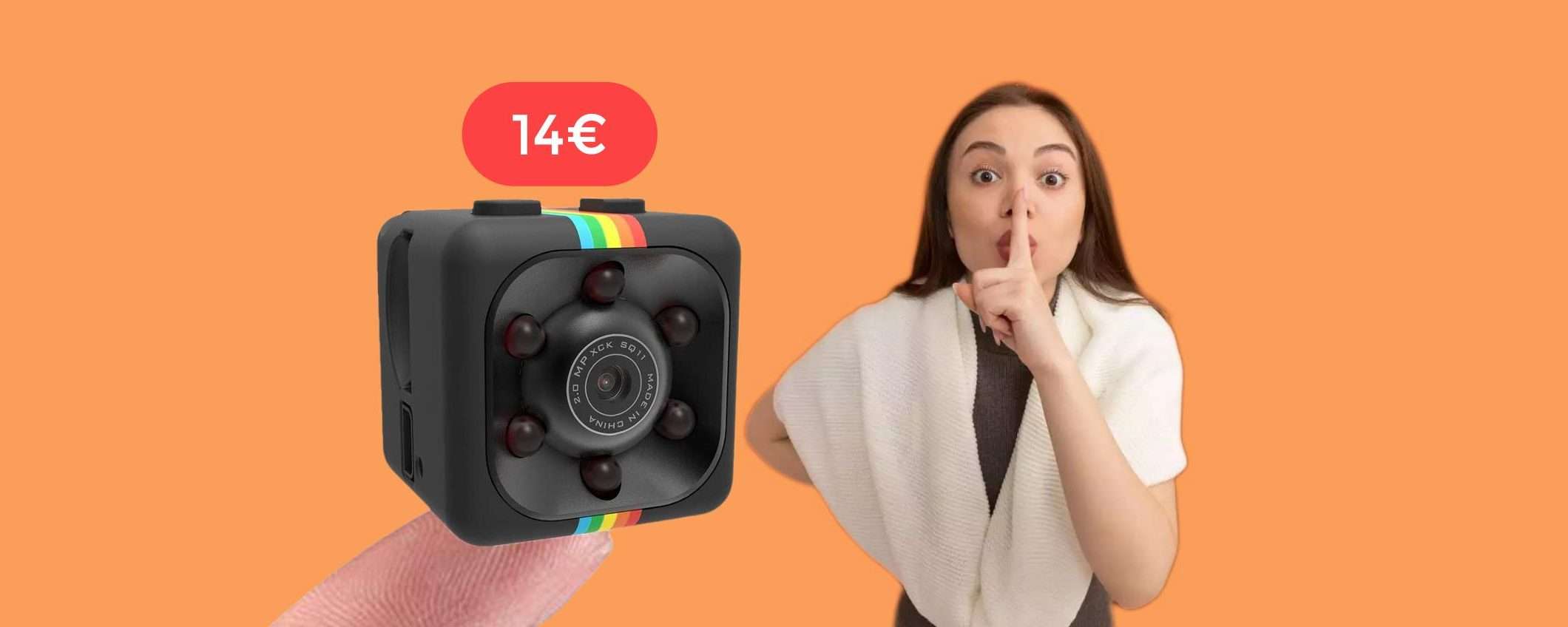 Microcamera SPIA con visione notturna e sensore di movimento (14€)